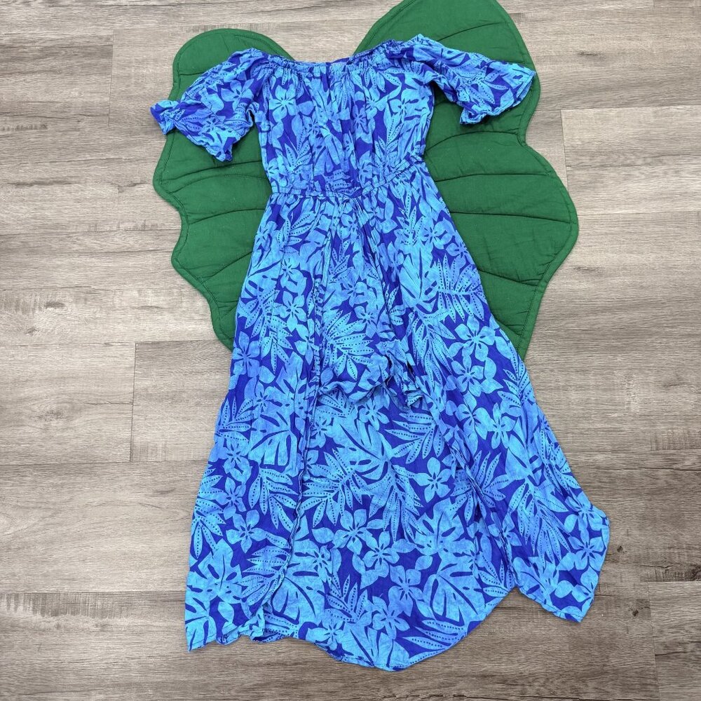 Blue Ginger Hawaii Girls 10 Blue Floral Skort Dress Romper Dress